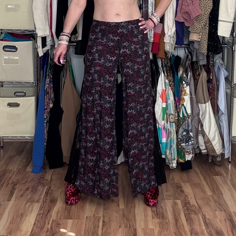 One of a Kind Handmade Floral Wide-Leg Flowy Breezy pants